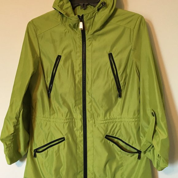MICHAEL KORS Bright Green Hooded Anorak Rain Jacket Sz S EUC!!! - Picture 1 of 7